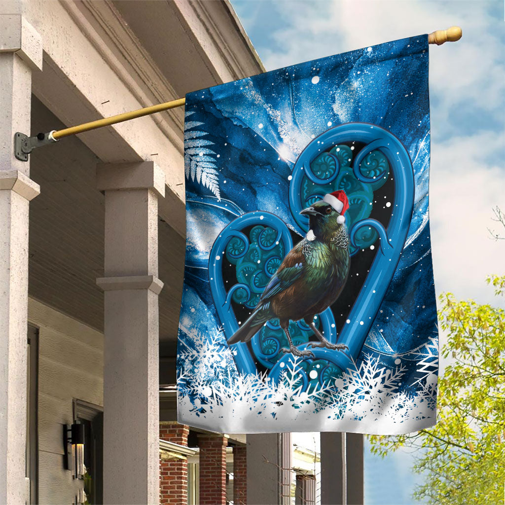 Tui Bird New Zealand Christmas In July Garden Flag NZ Aroha Koru Fern Marble Vibes LT14 House Flag Blue - Polynesian Pride