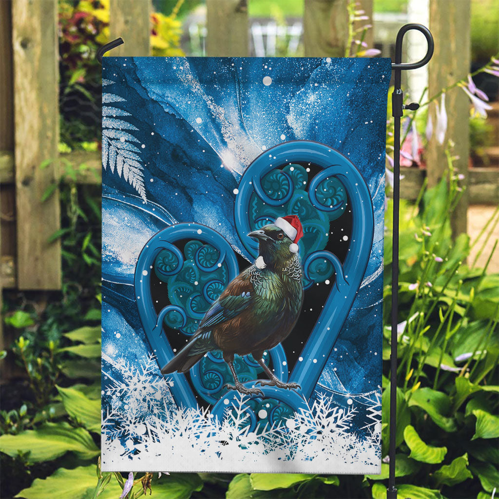 Tui Bird New Zealand Christmas In July Garden Flag NZ Aroha Koru Fern Marble Vibes LT14 Garden Flag Blue - Polynesian Pride