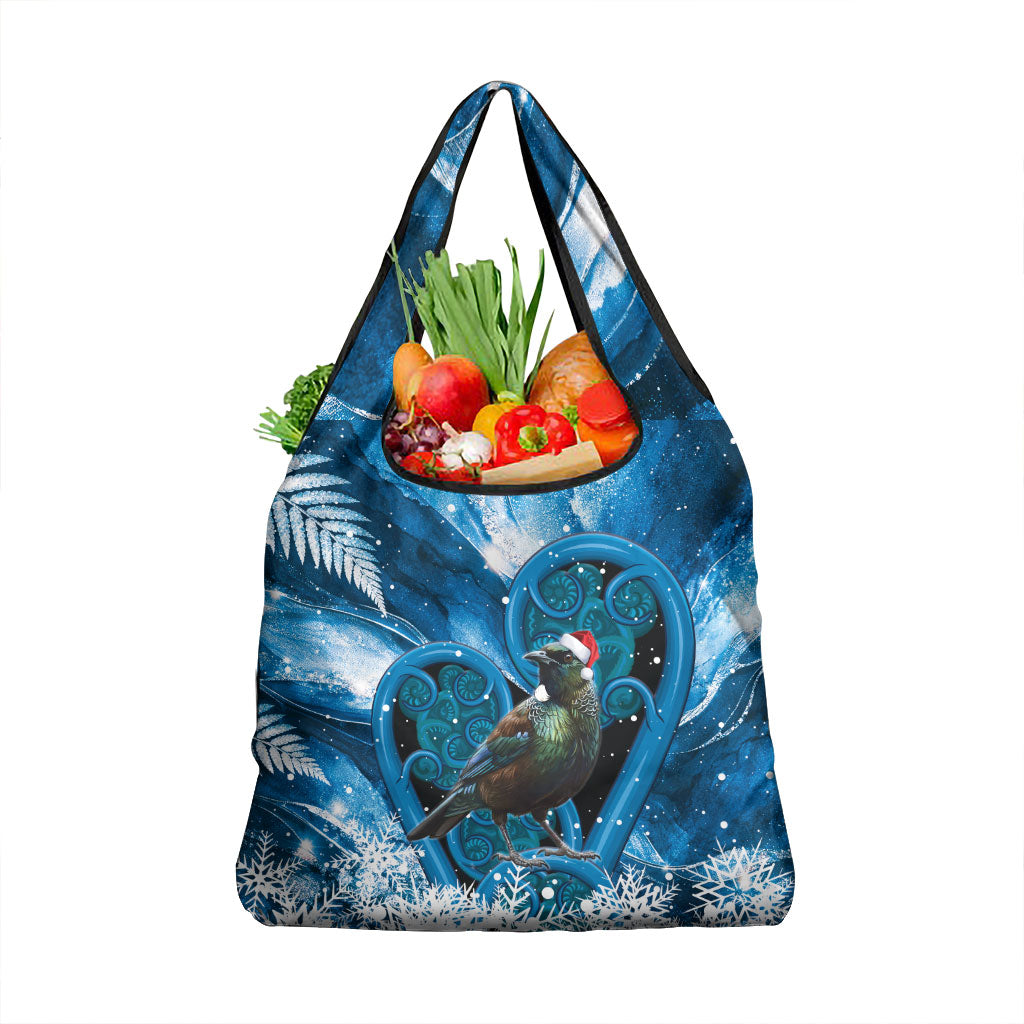 Tui Bird New Zealand Christmas In July Grocery Bag NZ Aroha Koru Fern Marble Vibes LT14 1-pack One Size Blue - Polynesian Pride