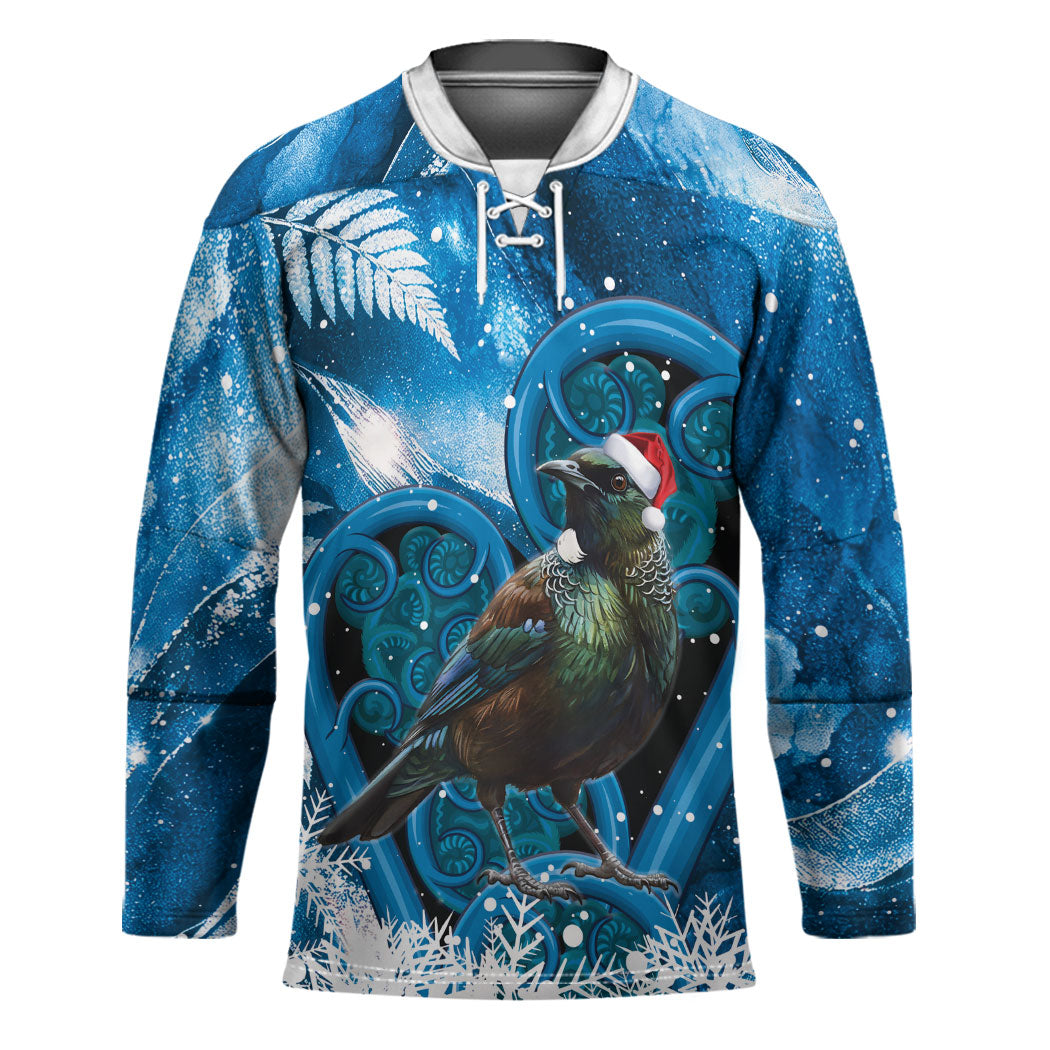 Tui Bird New Zealand Christmas In July Hockey Jersey NZ Aroha Koru Fern Marble Vibes LT14 Unisex Blue - Polynesian Pride