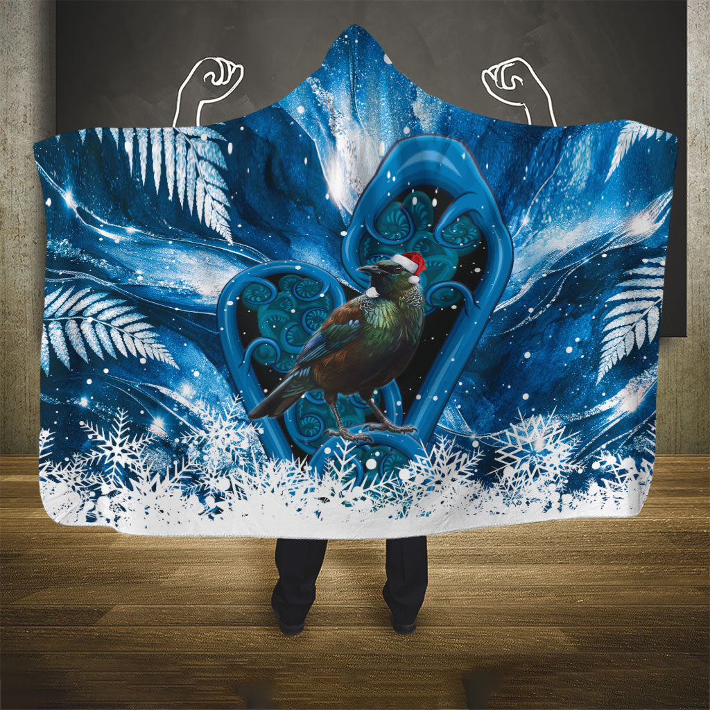 Tui Bird New Zealand Christmas In July Hooded Blanket NZ Aroha Koru Fern Marble Vibes LT14 - Polynesian Pride