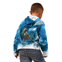 Tui Bird New Zealand Christmas In July Kid Hoodie NZ Aroha Koru Fern Marble Vibes LT14 - Polynesian Pride