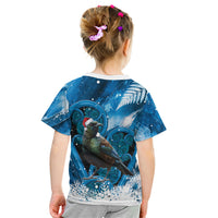 Tui Bird New Zealand Christmas In July Kid T Shirt NZ Aroha Koru Fern Marble Vibes LT14 - Polynesian Pride