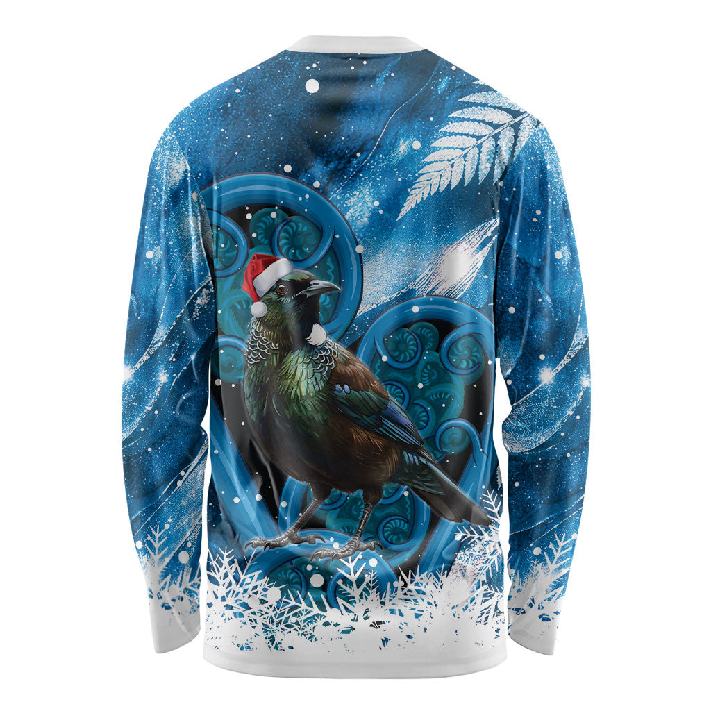 Tui Bird New Zealand Christmas In July Long Sleeve Shirt NZ Aroha Koru Fern Marble Vibes LT14 - Polynesian Pride