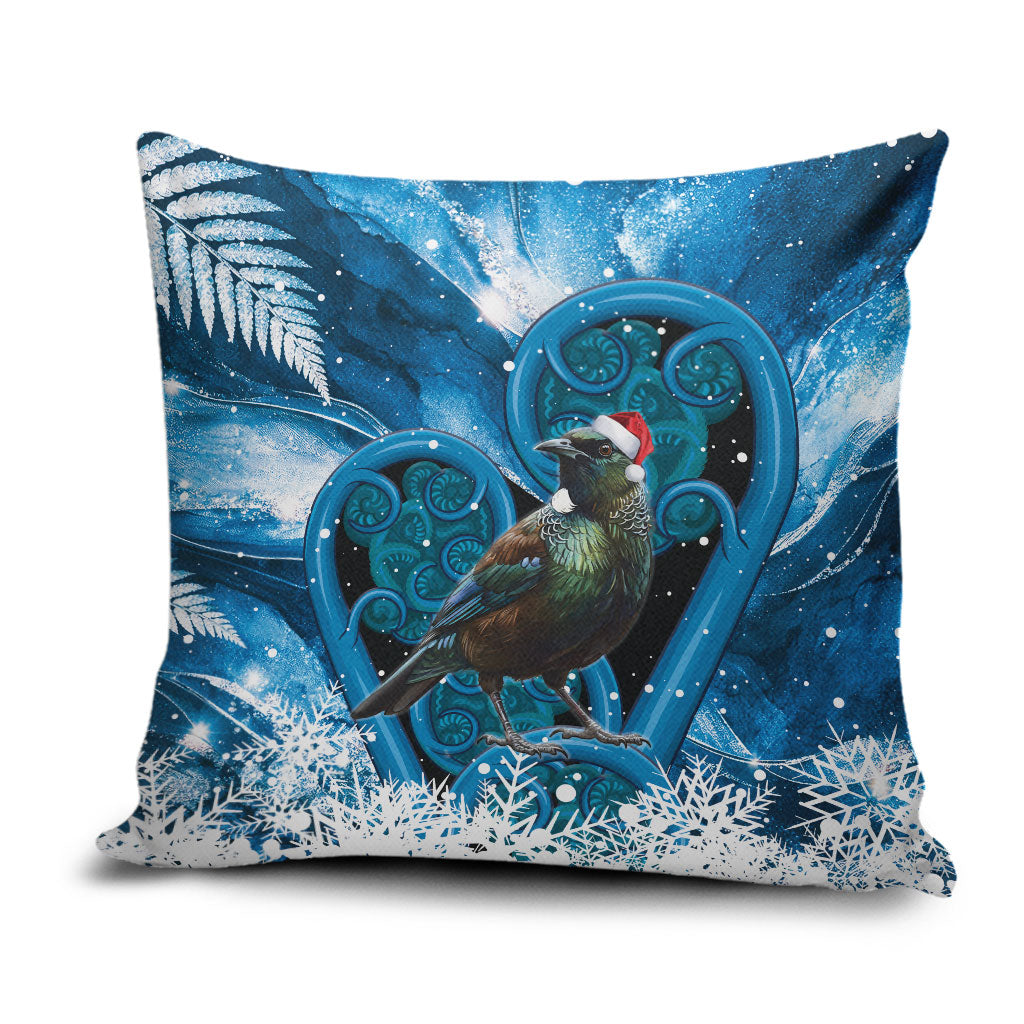 Tui Bird New Zealand Christmas In July Pillow Cover NZ Aroha Koru Fern Marble Vibes LT14 Blue - Polynesian Pride