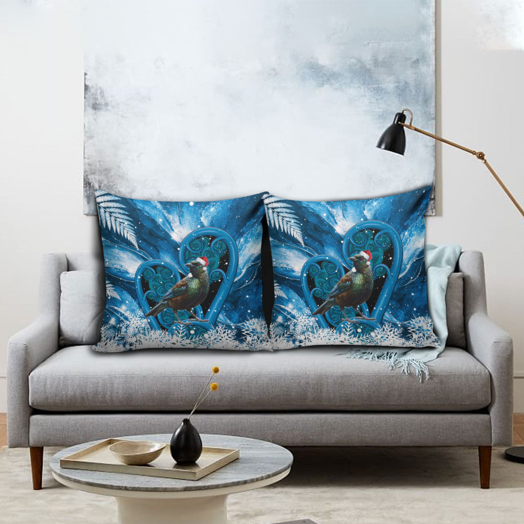 Tui Bird New Zealand Christmas In July Pillow Cover NZ Aroha Koru Fern Marble Vibes LT14 - Polynesian Pride