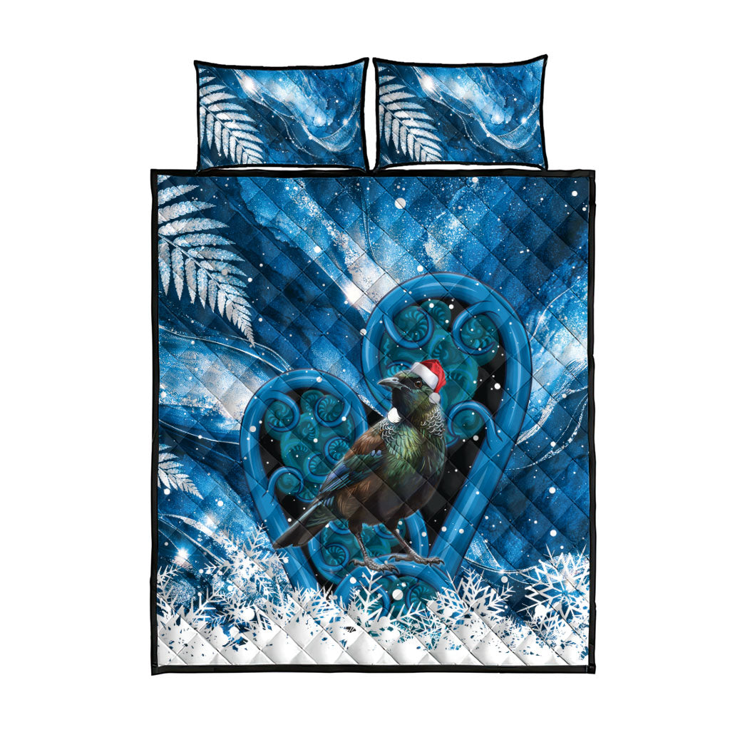 Tui Bird New Zealand Christmas In July Quilt Bed Set NZ Aroha Koru Fern Marble Vibes LT14 - Polynesian Pride