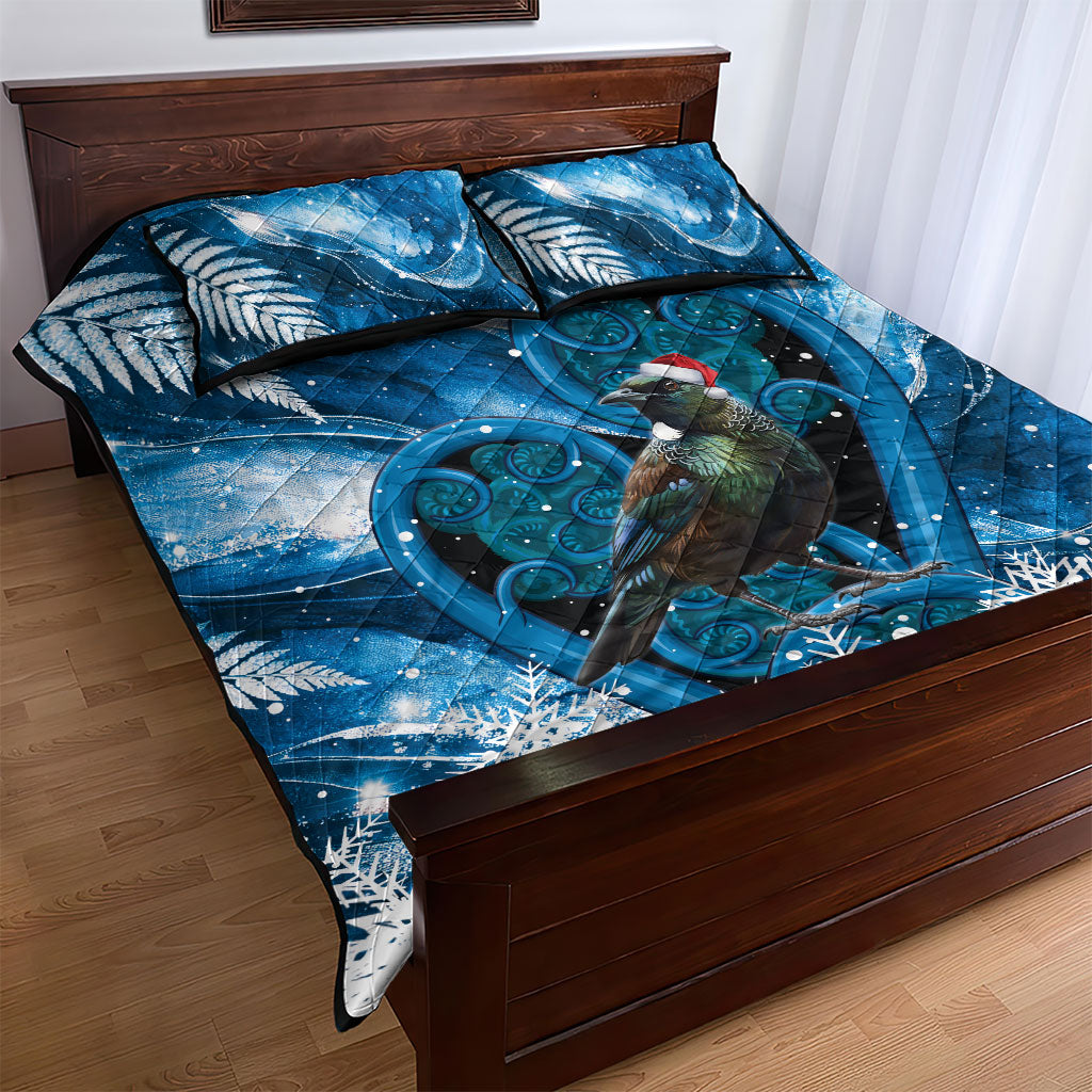 Tui Bird New Zealand Christmas In July Quilt Bed Set NZ Aroha Koru Fern Marble Vibes LT14 - Polynesian Pride