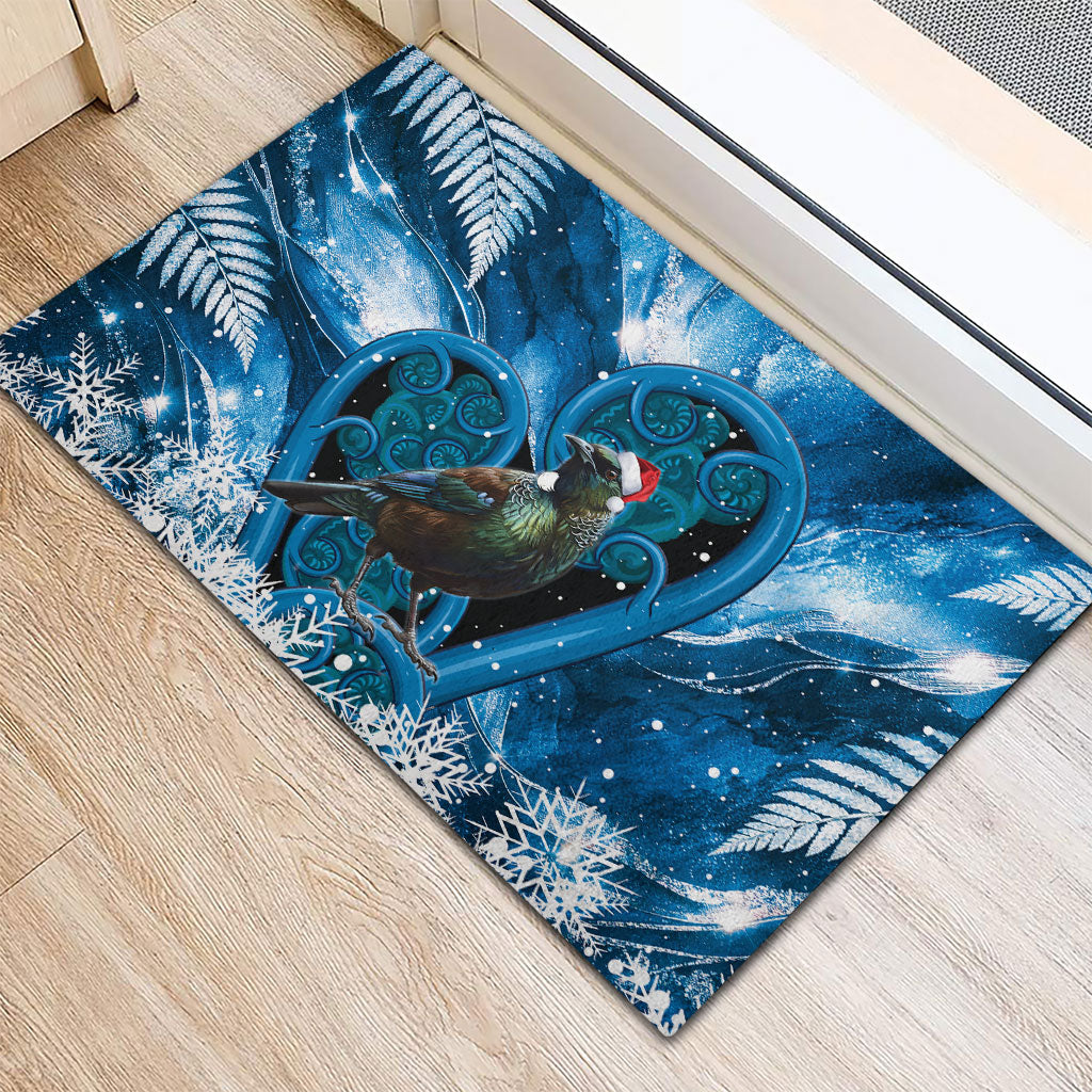 Tui Bird New Zealand Christmas In July Rubber Doormat NZ Aroha Koru Fern Marble Vibes LT14 - Polynesian Pride