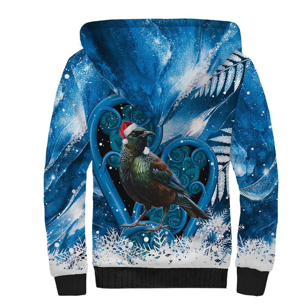 Tui Bird New Zealand Christmas In July Sherpa Hoodie NZ Aroha Koru Fern Marble Vibes LT14 - Polynesian Pride