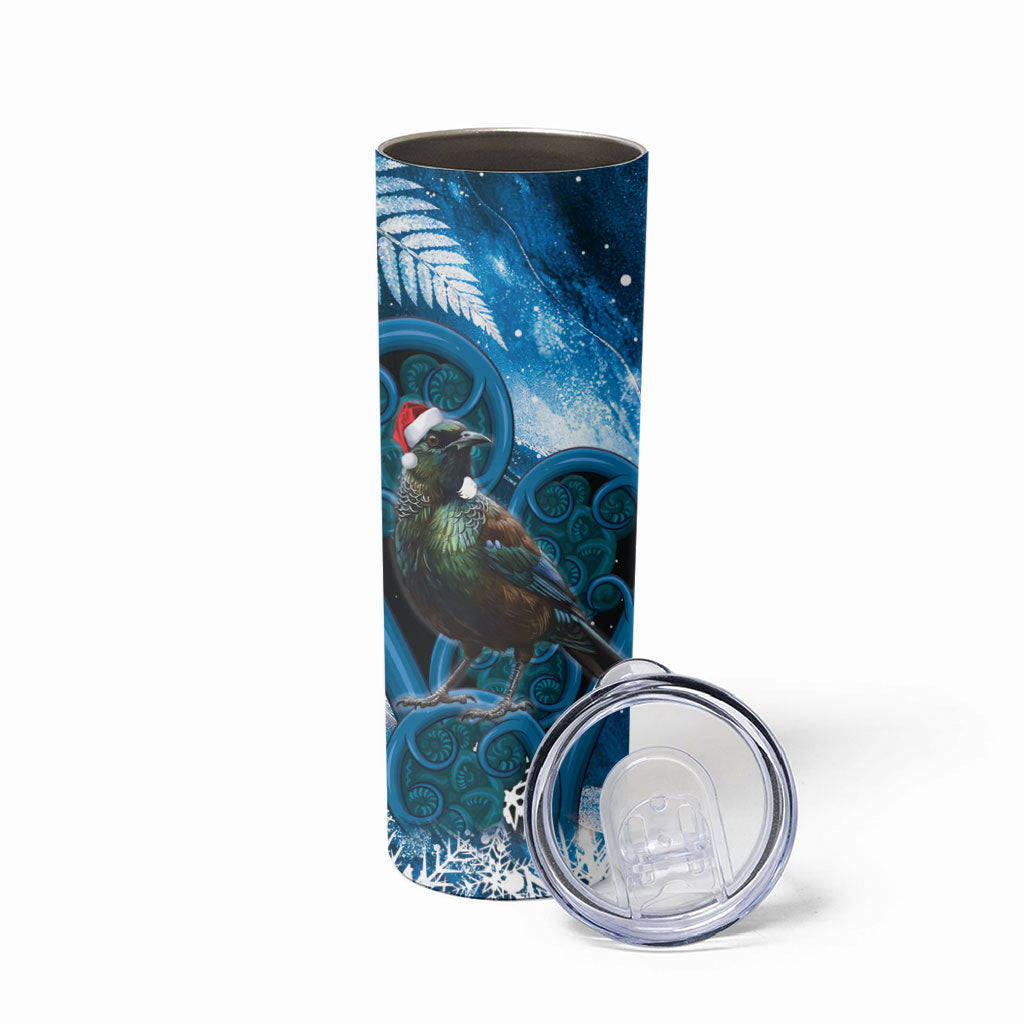 Tui Bird New Zealand Christmas In July Skinny Tumbler NZ Aroha Koru Fern Marble Vibes LT14 - Polynesian Pride