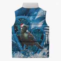 Tui Bird New Zealand Christmas In July Sleeveless Puffer Jacket NZ Aroha Koru Fern Marble Vibes LT14 - Polynesian Pride