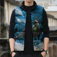 Tui Bird New Zealand Christmas In July Sleeveless Puffer Jacket NZ Aroha Koru Fern Marble Vibes LT14 - Polynesian Pride