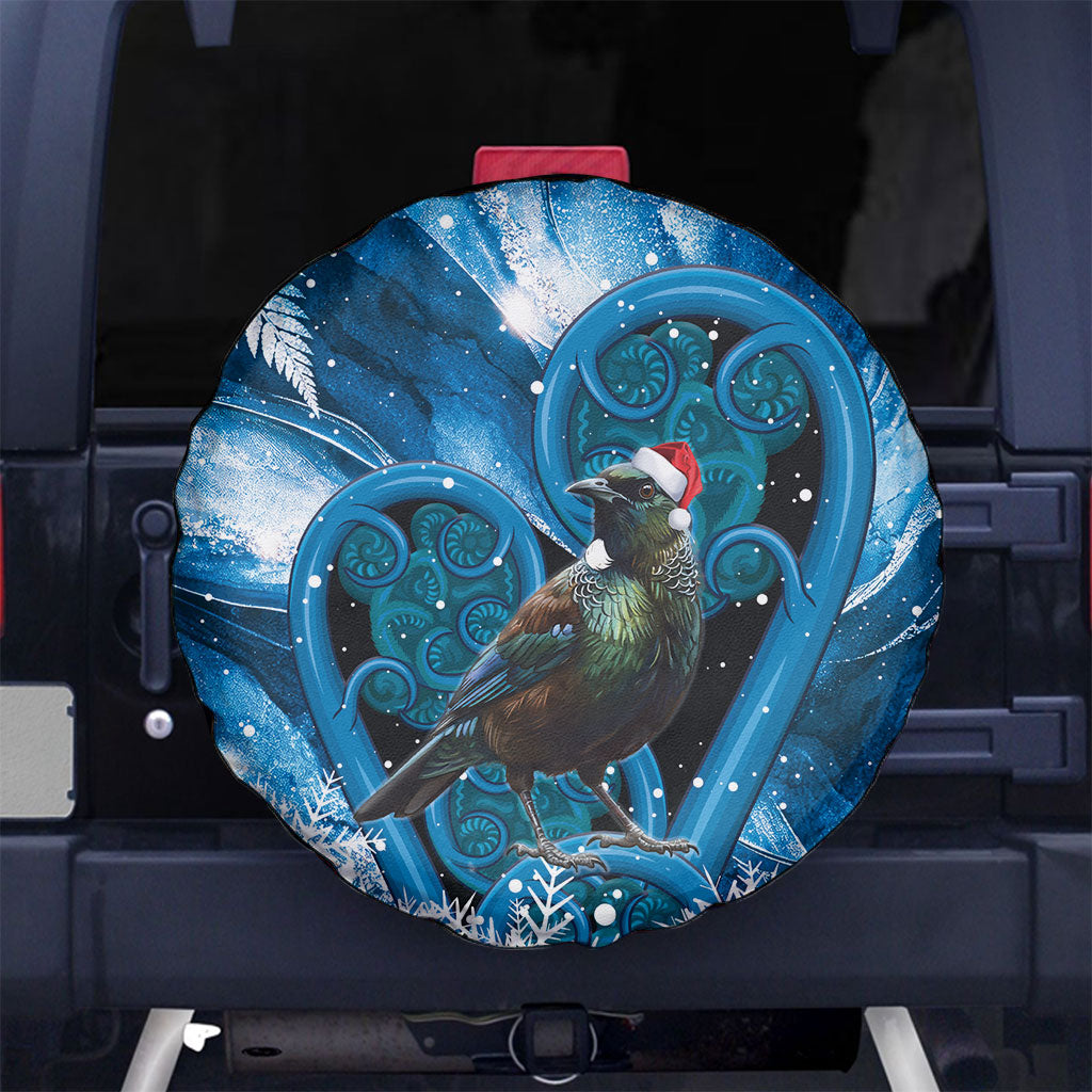 Tui Bird New Zealand Christmas In July Spare Tire Cover NZ Aroha Koru Fern Marble Vibes LT14 No hole Blue - Polynesian Pride