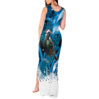 Tui Bird New Zealand Christmas In July Tank Maxi Dress NZ Aroha Koru Fern Marble Vibes LT14 - Polynesian Pride