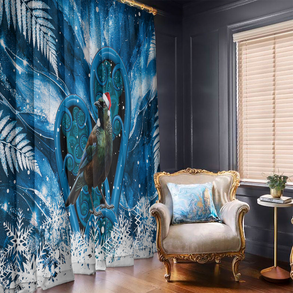 Tui Bird New Zealand Christmas In July Window Curtain NZ Aroha Koru Fern Marble Vibes LT14 - Polynesian Pride
