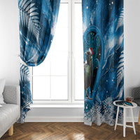 Tui Bird New Zealand Christmas In July Window Curtain NZ Aroha Koru Fern Marble Vibes LT14 - Polynesian Pride