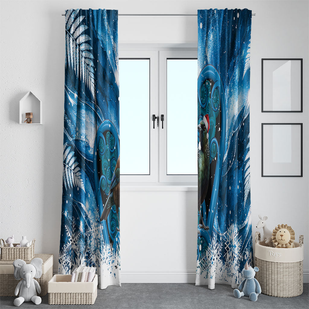 Tui Bird New Zealand Christmas In July Window Curtain NZ Aroha Koru Fern Marble Vibes LT14 - Polynesian Pride
