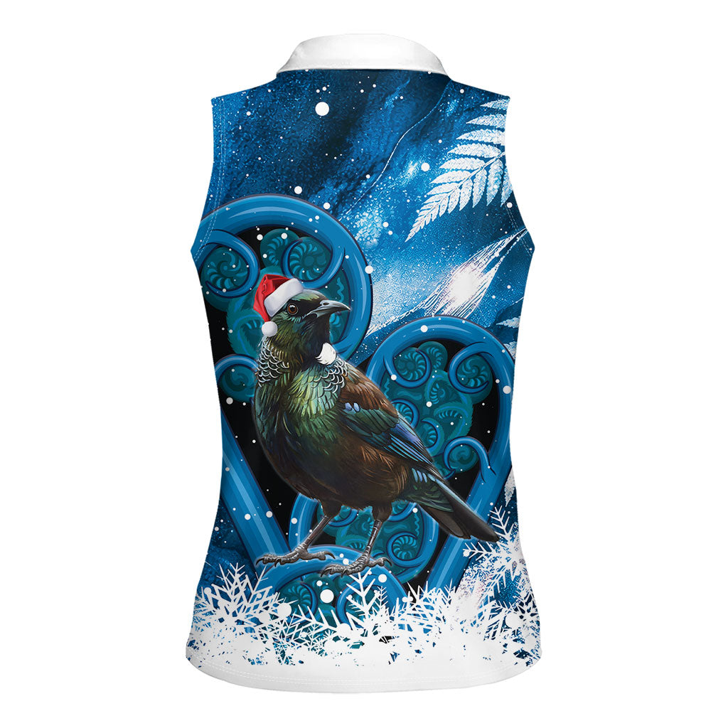 Tui Bird New Zealand Christmas In July Women Sleeveless Polo Shirt NZ Aroha Koru Fern Marble Vibes LT14 - Polynesian Pride