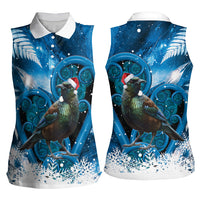 Tui Bird New Zealand Christmas In July Women Sleeveless Polo Shirt NZ Aroha Koru Fern Marble Vibes LT14 - Polynesian Pride