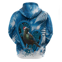 Tui Bird New Zealand Christmas In July Zip Hoodie NZ Aroha Koru Fern Marble Vibes LT14 - Polynesian Pride