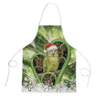 Kakapo New Zealand Christmas In July Apron NZ Aroha Koru Fern Marble Vibes LT14 Green - Polynesian Pride