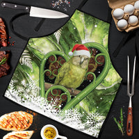 Kakapo New Zealand Christmas In July Apron NZ Aroha Koru Fern Marble Vibes LT14 Green - Polynesian Pride