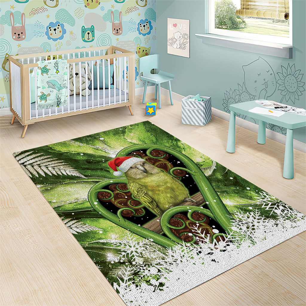 Kakapo New Zealand Christmas In July Area Rug NZ Aroha Koru Fern Marble Vibes LT14 - Polynesian Pride