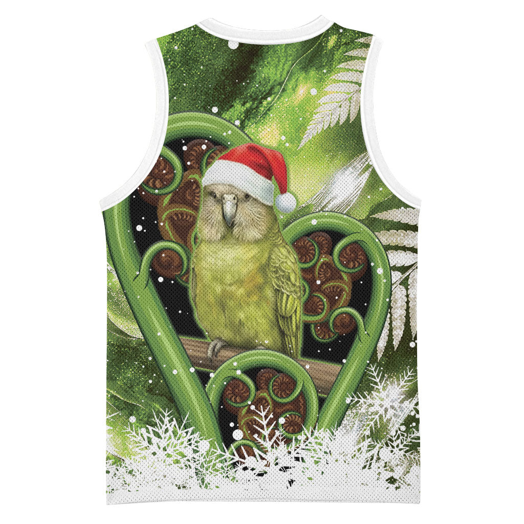 Kakapo New Zealand Christmas In July Basketball Jersey NZ Aroha Koru Fern Marble Vibes LT14 - Polynesian Pride