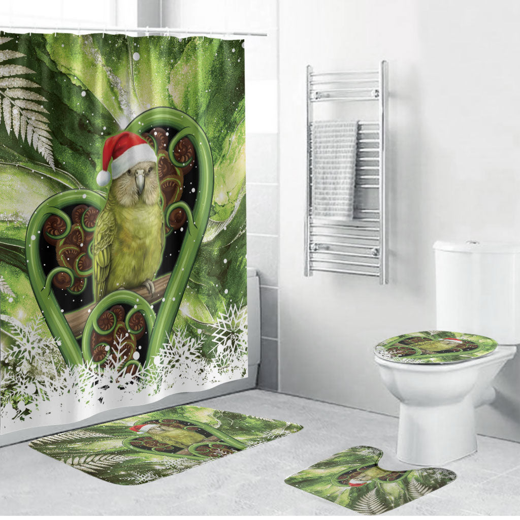 Kakapo New Zealand Christmas In July Bathroom Set NZ Aroha Koru Fern Marble Vibes LT14 Bathroom Set (4 pcs) Green - Polynesian Pride