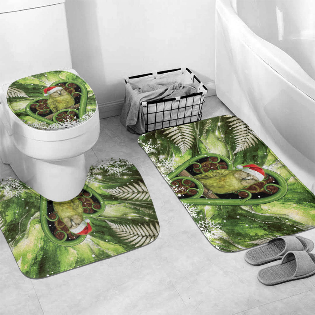 Kakapo New Zealand Christmas In July Bathroom Set NZ Aroha Koru Fern Marble Vibes LT14 Mat Set Only (3 pcs) One Size Green - Polynesian Pride
