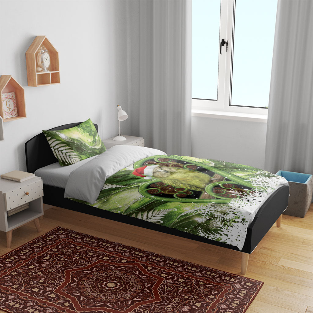 Kakapo New Zealand Christmas In July Bedding Set NZ Aroha Koru Fern Marble Vibes LT14 - Polynesian Pride