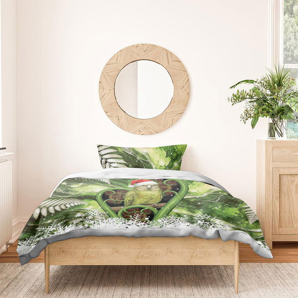 Kakapo New Zealand Christmas In July Bedding Set NZ Aroha Koru Fern Marble Vibes LT14 - Polynesian Pride