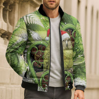 Kakapo New Zealand Christmas In July Bomber Puffer Jacket NZ Aroha Koru Fern Marble Vibes LT14 - Polynesian Pride