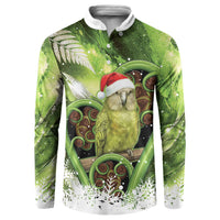 Kakapo New Zealand Christmas In July Button Sweatshirt NZ Aroha Koru Fern Marble Vibes LT14 Green - Polynesian Pride