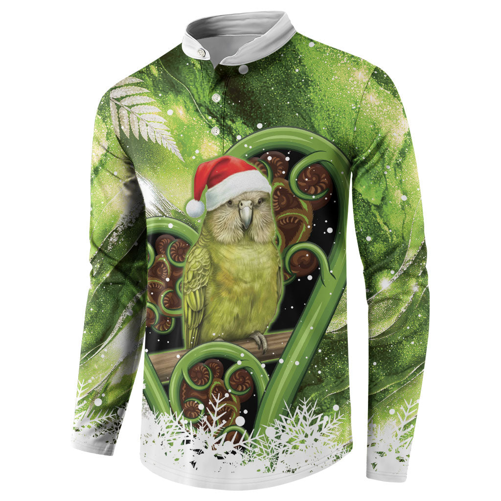 Kakapo New Zealand Christmas In July Button Sweatshirt NZ Aroha Koru Fern Marble Vibes LT14 - Polynesian Pride
