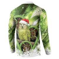 Kakapo New Zealand Christmas In July Button Sweatshirt NZ Aroha Koru Fern Marble Vibes LT14 - Polynesian Pride