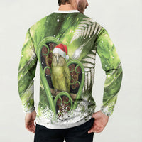 Kakapo New Zealand Christmas In July Button Sweatshirt NZ Aroha Koru Fern Marble Vibes LT14 - Polynesian Pride