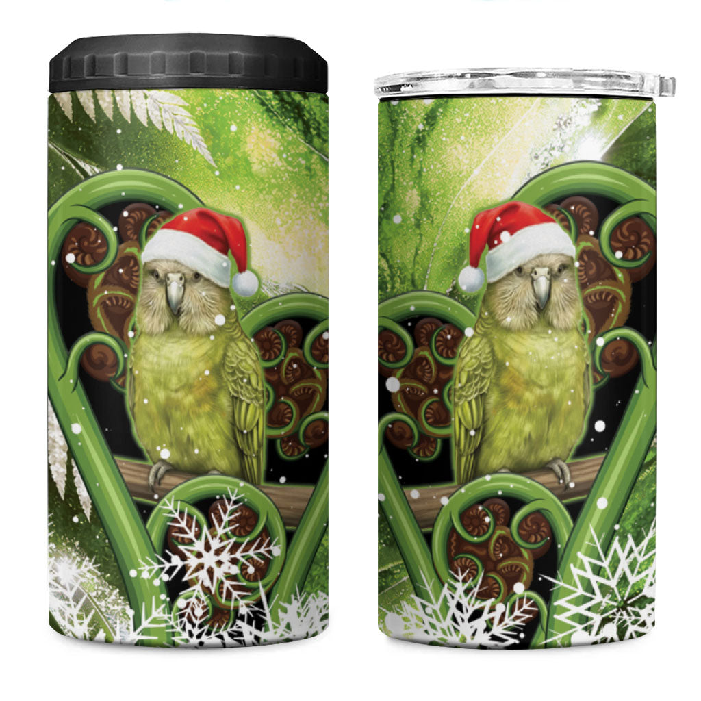 Kakapo New Zealand Christmas In July 4 in 1 Can Cooler Tumbler NZ Aroha Koru Fern Marble Vibes LT14 One Size: 16 oz Green - Polynesian Pride