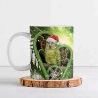 Kakapo New Zealand Christmas In July Ceramic Mug NZ Aroha Koru Fern Marble Vibes LT14 Green - Polynesian Pride