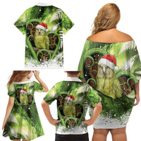 Kakapo New Zealand Christmas In July Family Matching Off Shoulder Short Dress and Hawaiian Shirt NZ Aroha Koru Fern Marble Vibes LT14 - Polynesian Pride