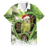 Kakapo New Zealand Christmas In July Family Matching Summer Maxi Dress and Hawaiian Shirt NZ Aroha Koru Fern Marble Vibes LT14 Dad's Shirt - Short Sleeve Green - Polynesian Pride