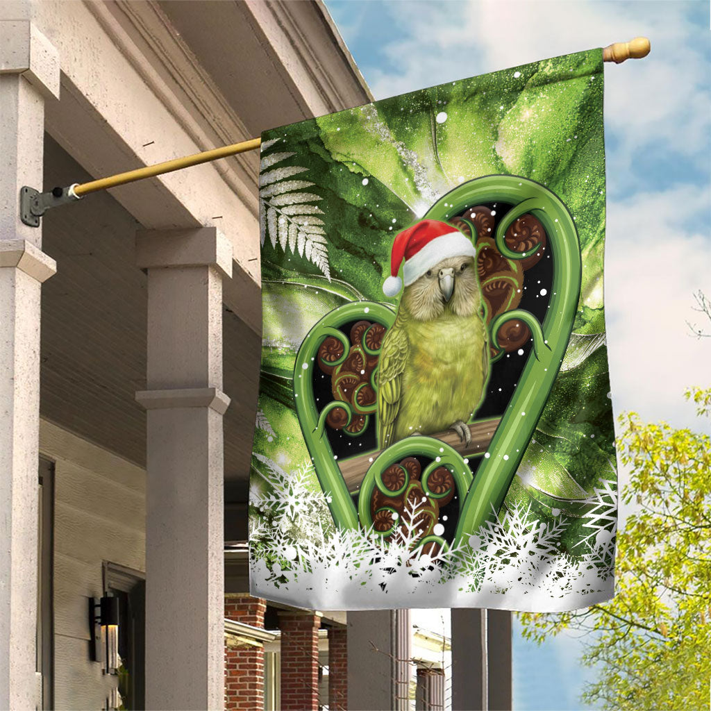 Kakapo New Zealand Christmas In July Garden Flag NZ Aroha Koru Fern Marble Vibes LT14 House Flag Green - Polynesian Pride
