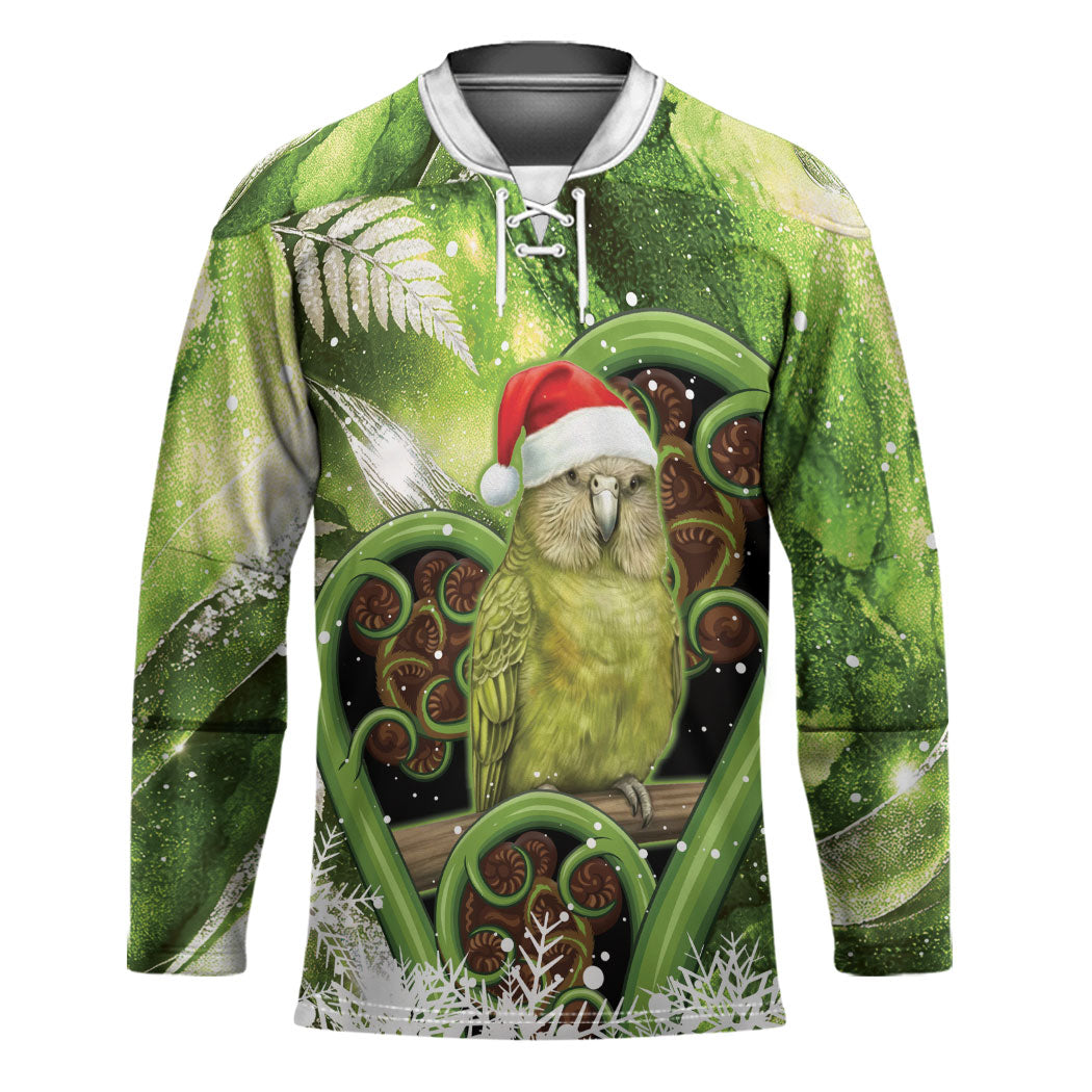 Kakapo New Zealand Christmas In July Hockey Jersey NZ Aroha Koru Fern Marble Vibes LT14 Unisex Green - Polynesian Pride