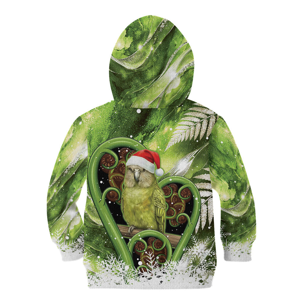 Kakapo New Zealand Christmas In July Kid Hoodie NZ Aroha Koru Fern Marble Vibes LT14 - Polynesian Pride