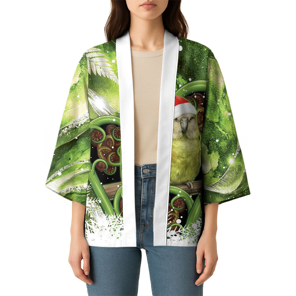 Kakapo New Zealand Christmas In July Kimono NZ Aroha Koru Fern Marble Vibes LT14 - Polynesian Pride