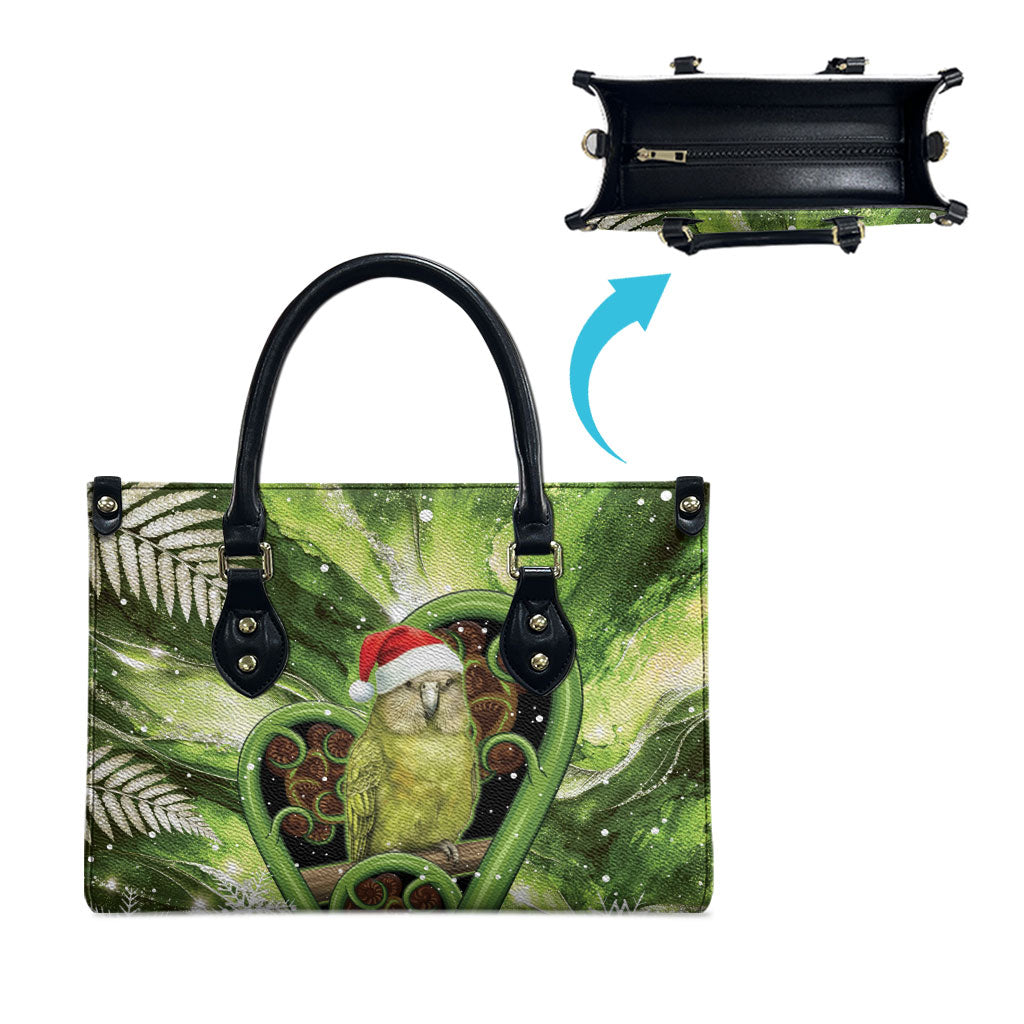 Kakapo New Zealand Christmas In July Leather Bag NZ Aroha Koru Fern Marble Vibes LT14 - Polynesian Pride