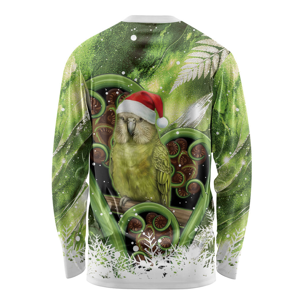 Kakapo New Zealand Christmas In July Long Sleeve Shirt NZ Aroha Koru Fern Marble Vibes LT14 - Polynesian Pride