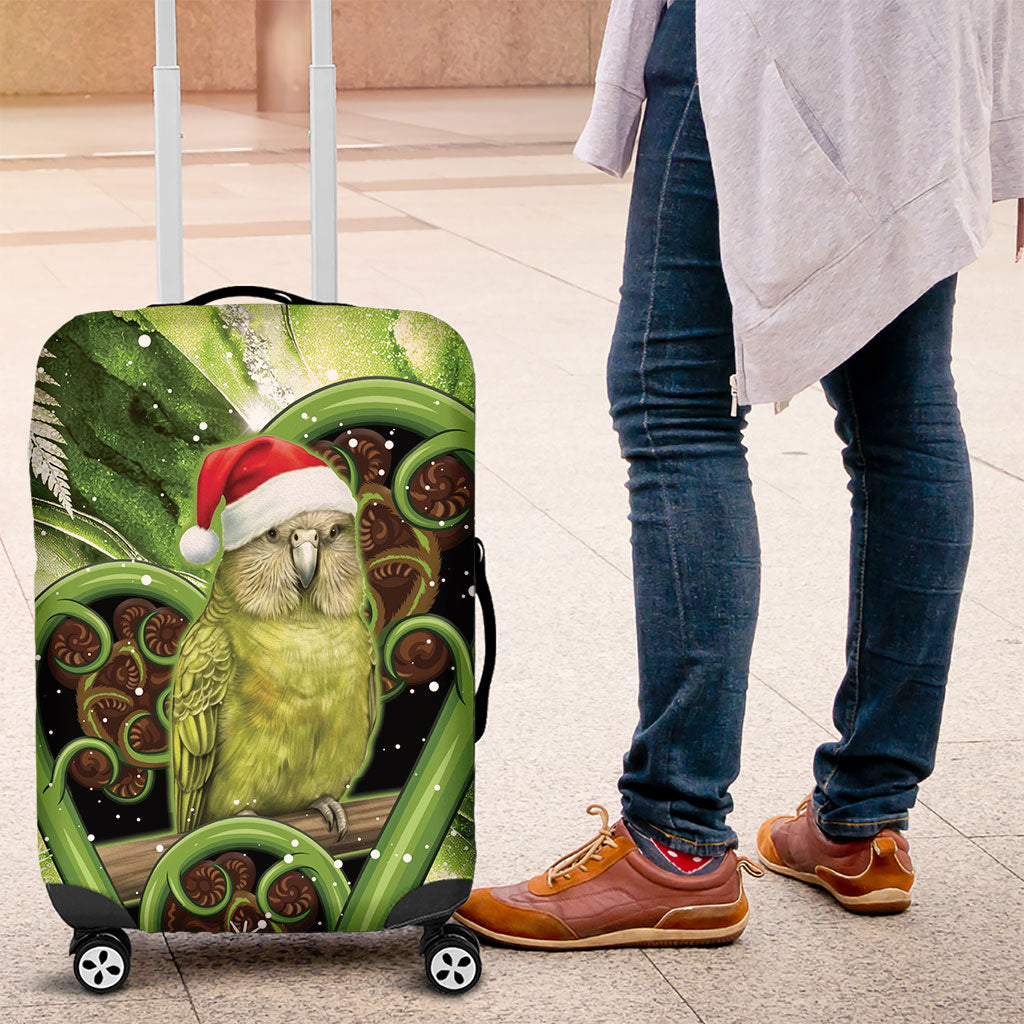 Kakapo New Zealand Christmas In July Luggage Cover NZ Aroha Koru Fern Marble Vibes LT14 Green - Polynesian Pride