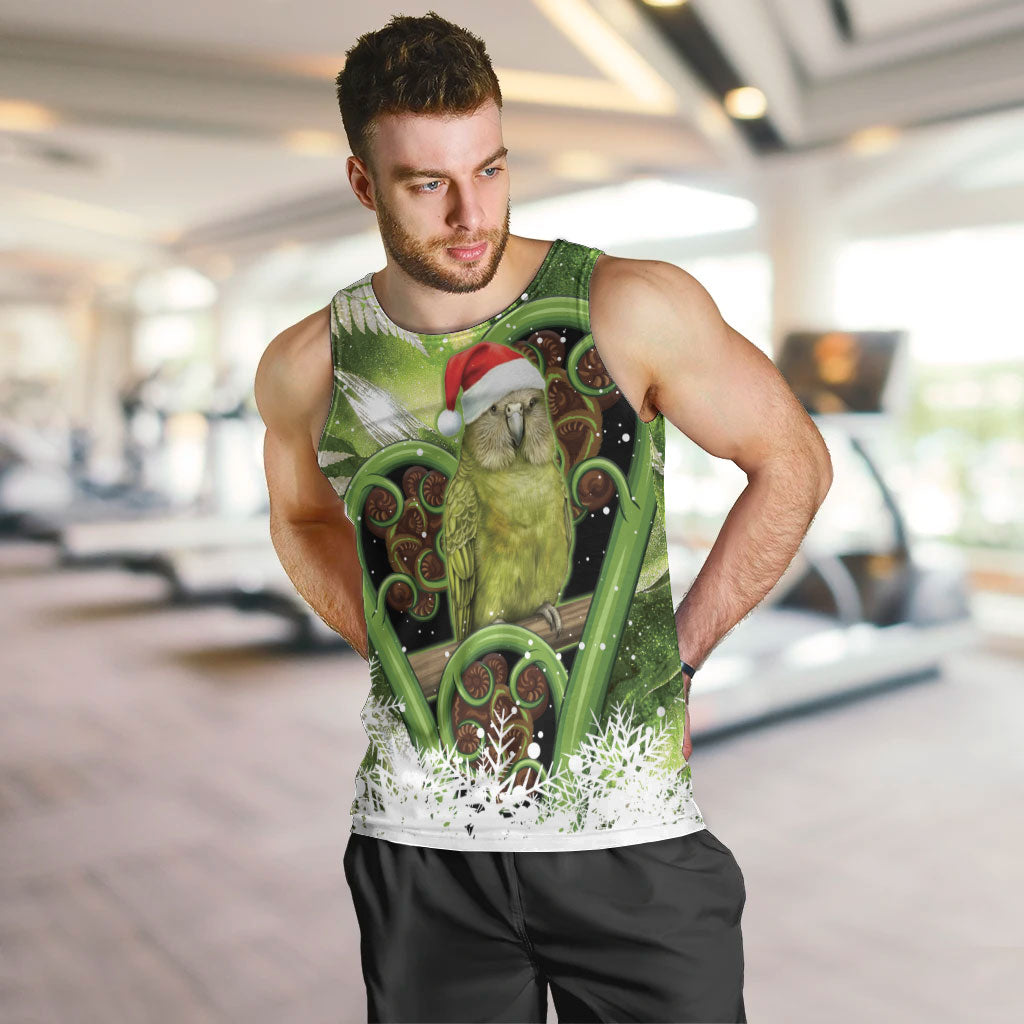 Kakapo New Zealand Christmas In July Men Tank Top NZ Aroha Koru Fern Marble Vibes LT14 Green - Polynesian Pride